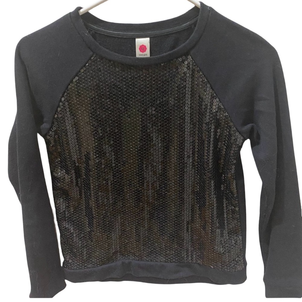 Total Girl fancy black sequin sweatshirt 10/12